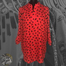 Riah Fashion Womens Red Black 3/4 Sleeve V Neck Tunic Blouse Shirt Top S... - £22.25 GBP