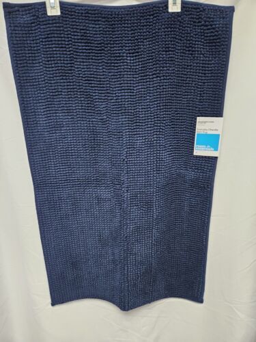 Primary image for Room Essentials Everyday Chenille Bath Rug 20" x 32" Navy New w/ Tags