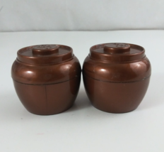 Vintage Admiration Honey Pot Shaped Copper Brown Plastic Salt &amp; Pepper S... - $7.75
