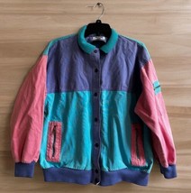 Vtg 80’s 90’s AGAY CLUB Pastel Color block Cotton Jacket Women’s Size 10 Collar - £38.44 GBP