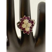 925 Sterling Silver Tourmaline and Opal Ring Size 6 - $74.00