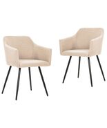 Dining Chair Set of 2 Cream Fabric (100% polyester), Metal - $225.77