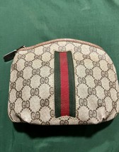 Authentic Vintage Gucci Cosmetic Pouch Bag  Brown -Zippered - £201.06 GBP