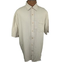 Nat Nast Ivory Colored textured Button Down Short Sleeve Silk Blend Size XL - £26.89 GBP