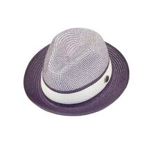 Men's Bently Semi Crushable Fedora Briad Straw Hat Dante DA225 Purple White image 2