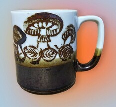 Vintage 70s Mushroom Stoneware Coffee Tea Mug Brown Reverse Ombre Speckl... - $20.35
