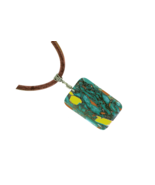 Blue Green Sea Jasper Necklace Leather Cord Reiki Healing Crystal Unisex... - $481.53 MXN