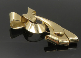 NAPIER 925 Sterling Silver - Vintage Shiny Smooth Ribbon Bow Fur Clip  - TR1671 - £76.47 GBP