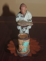 Mud Man/ Men with Fish &amp; Basket Cream-White Robe  5&quot; unmarked Japanese M... - $315.74 CAD