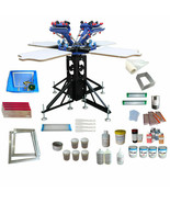 Updated Full Set 4 Color 4 Station Silk Screen Printing Press Kit DIY Su... - $1,858.66 CAD