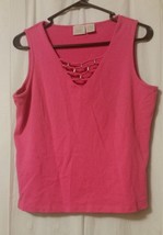Fiorlini International - Pink Knit Top Embellished Neckline Size L    B18/ - £7.77 GBP