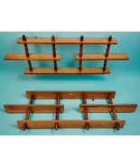 Pair Matched Vintage Solid Wood Knick Knack Spindle Shelf 9x24 Each 3 Tier - $173.24