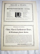 1853 Ad Ballard &amp; Stearns House Furnishing Goods, Boston - £7.86 GBP