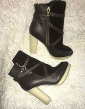 Australia Luxe Collective Ankle Boot Brown Heels Shearling sz us 9 eur 4... - $85.05
