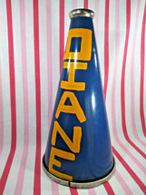 FUN Vintage 1950&#39;s Blue and Gold Cheerleader Megaphone Bullhorn Printed ... - $125.00