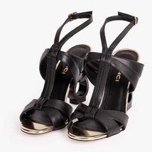 The Duffryn Black T-Strap Leather Women Sandal image 2