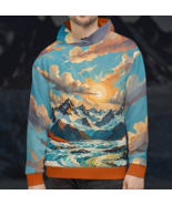 Unisex Colorful Hoodie Mountain Glacier Pullover Vibrant Nature Outdoor ... - $110.28 CAD+