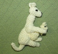 Vintage Handmade Kangaroo Joey Crochet Knit Animal Plush Mini White Plush Toy - £14.60 GBP