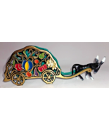 Donkey w/ Colorful Enameled Brass Fruit Cart Napkin Letter Holder made i... - $250.84 MXN
