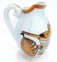 Tonala Mexican Pottery Blue with Brown Bird and Bands Pitcher Jug 9&quot; Bea... - £14.32 GBP