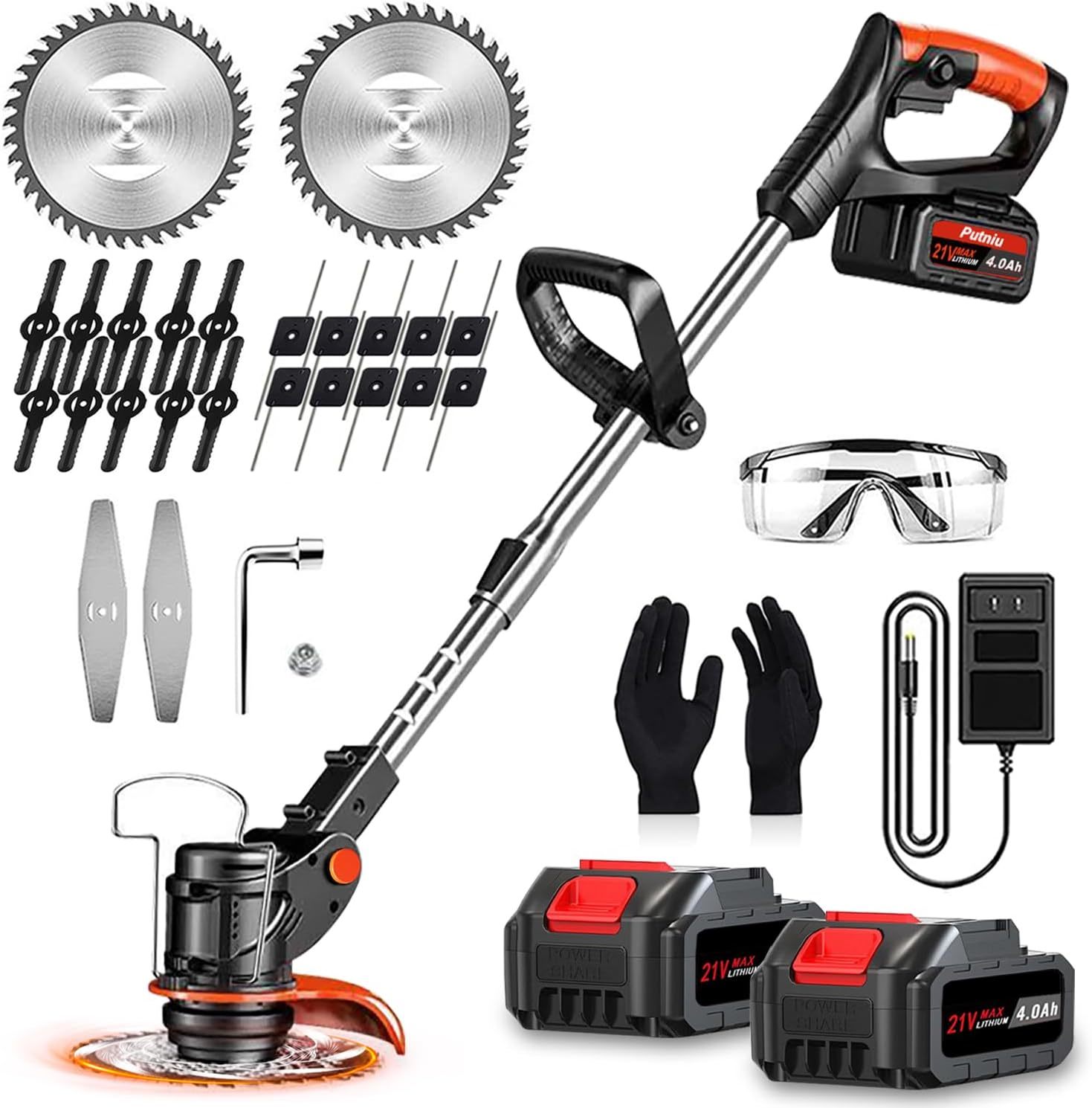 Cordless Weed Wacker, Electric Weed Eater Battery Powered With 2X 21V 4.0Ah - $77.96