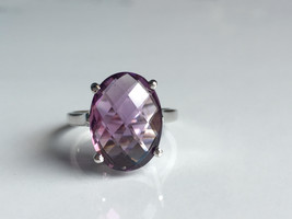 AAA quality natural 11.97 carat amethyst ring in 925 sterling silver - £128.66 GBP