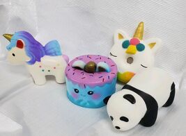 Squishy 4 Pack Stress Reliever Toy Animals Unicorn, Cake, Unicorn Donut,... - $18.99