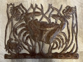 Vintage Iron Crab Wall Decor - 3D - 22 x 16.5 - Made from Old Steel Drums - £78.54 GBP