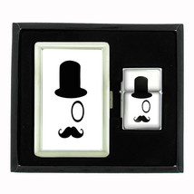 Cool Mustache D4 Cigarette Case / Wallet &amp; Lighter Gift Set - £17.36 GBP