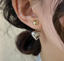 Three-dimensional love countercolor stud earrings Fashion simple tempera... - £15.56 GBP
