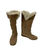 Lands End Womens Size 7 Tan Suede Fleece Lined Boots Two Height Options ... - $18.69