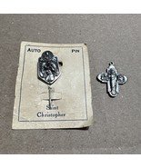 Vintage Saint Christopher Auto Pin &amp; Sacred Heart Auto League Pendant - $23.49