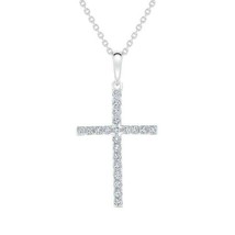 0.25CT Simulé Diamant 14K Plaqué or Blanc Pendentif Croix Collier 18 &quot; C... - £68.74 GBP