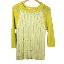 Mossimo Womens Cable Knit Pullover Sweater u Junior Size Large Yellow Green - $20.99