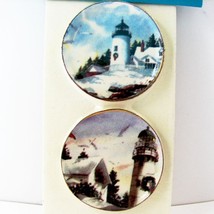 DOLLHOUSE Plate Pair Lighthouses in Winter CDD233 By Barb Wall Art Miniature - £8.31 GBP