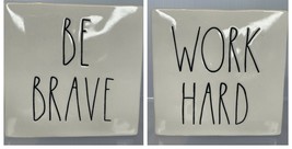 Rae Dunn BE BRAVE/WORK HARD artisan collection Paperweight Decorative Block - $7.92