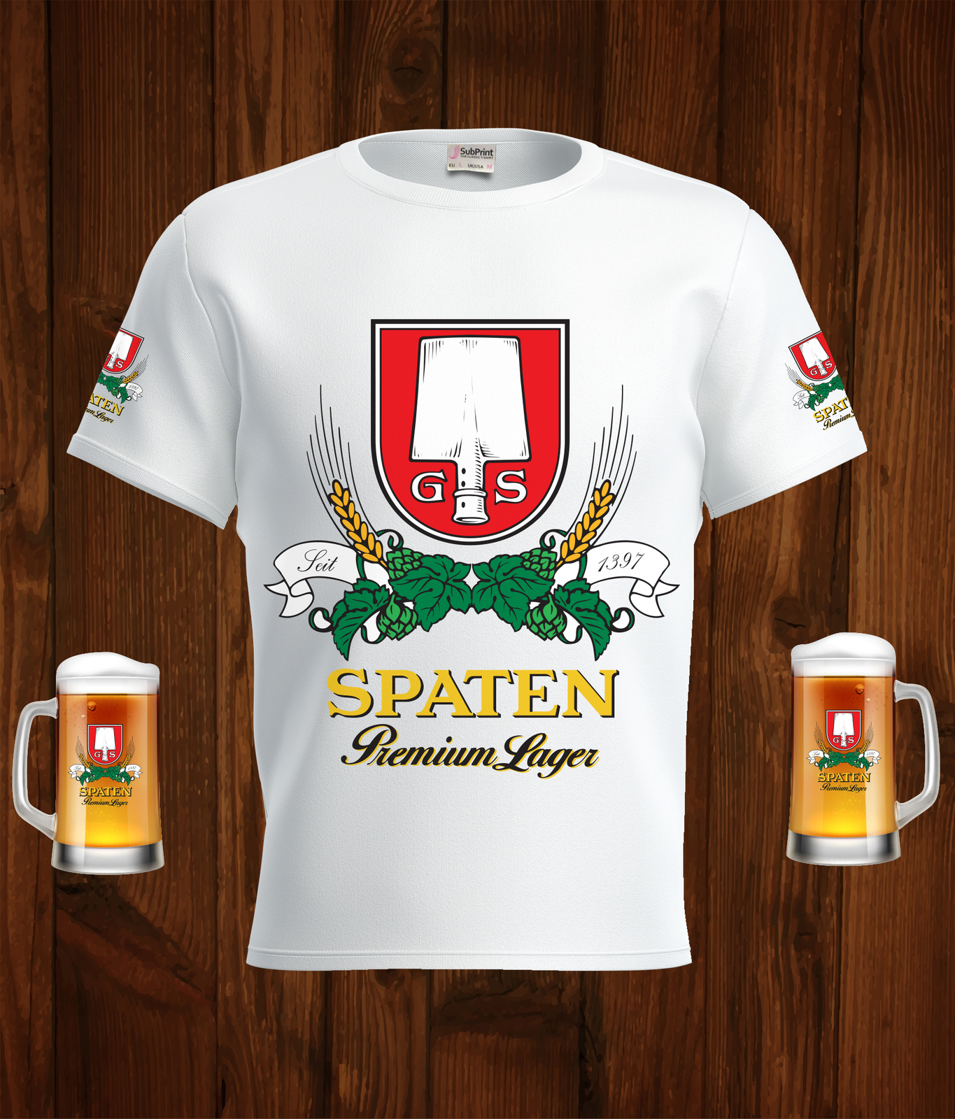 Spaten   Beer White T-Shirt, High Quality, Gift Beer Shirt