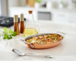 New All-Clad C2 Copper 12&quot; Oval Au Gratin with All-Clad 9&quot; Serving Spoon &amp; Mitts - £131.79 GBP