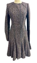 J Mendel Tweed Pattern Coat Sequin Embellishments Snap Closure Size Small - $247.49