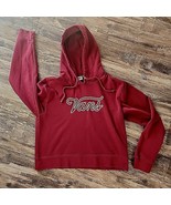 Women&#39;s VANS Logo XL Hoodie Cropped Burgundy Graphic  Sweatshirt - $21.78