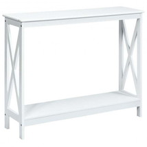 2-Tier Console X-Design Sofa Side Accent Table-White - £72.79 GBP