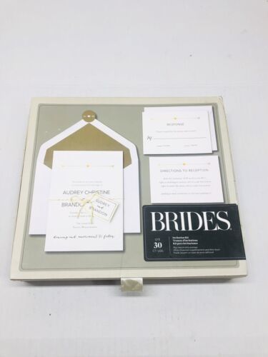 GARTNER STUDIOS BRIDES INVITATION KIT WEDDING INVITE GOLD REFINED RUSTIC... - $7.75