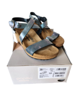 Papillio Birkenstock Sibyl Nubuck Wedge Sandals 38 US 7.5-8 Metallic Black - $1,638.16 MXN