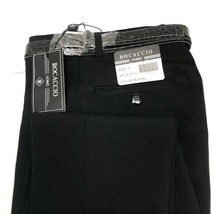 Bocaccio Uomo Boy&#39;s Black Flat Front Dress Pants with a Black Belt Sizes... - $24.99