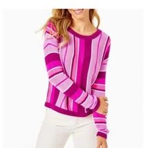 Lilly Pulitzer Island Stripe Daryl Crewneck Sweater Size Large Pink Purple - $81.22 CAD