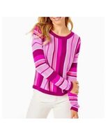 Lilly Pulitzer Island Stripe Daryl Crewneck Sweater Size Large Pink Purple - $57.60