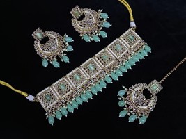 Kundan Wear High Quality Muslim Punjabi Bridal Earrings Jewelry Necklace Set 02 - £38.80 GBP