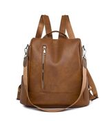 Genuine PU Leather Backpack Bag Women  Purse Anti-theft Brown Vintage Sm... - €22,15 EUR