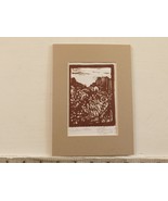 Distant Barn - Original Linoprint by Julie Miscera  matted, brown ink - £11.74 GBP