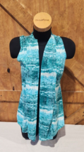 Maurices Womens Green Top Large Open Front Patterned Fly Away Vest Cover Up - $12.99